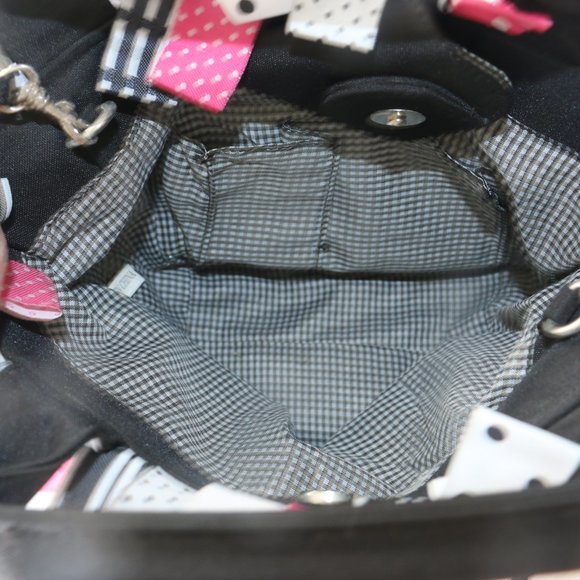 Y2K Era Black and White Polka Dot Satchel Purse with Fringe Detailing - Avon? - Picture 4 of 10